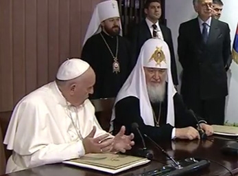 Treffen von Papst Franziskus mit Patriarch Kyrill / screenshot ctv Treffen auf Kuba